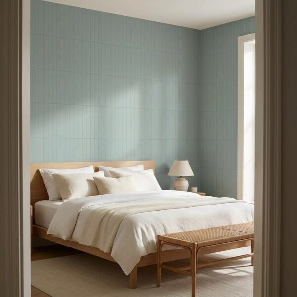 Duck Egg Panel Stripes shown in a living room