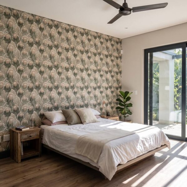 Veld Garden Parchment shown in a living room