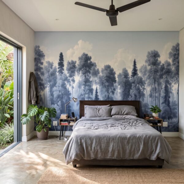 Vintage Forest Delft shown in a bedroom