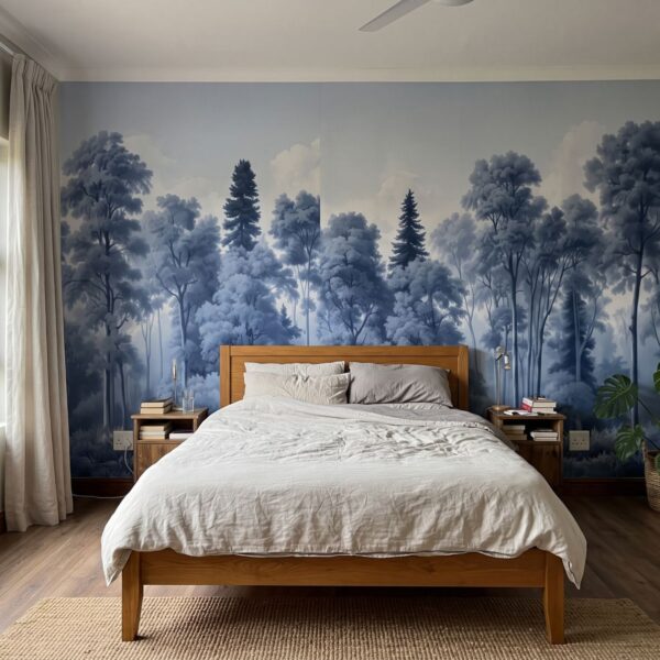 Vintage Forest Delft shown in a bedroom