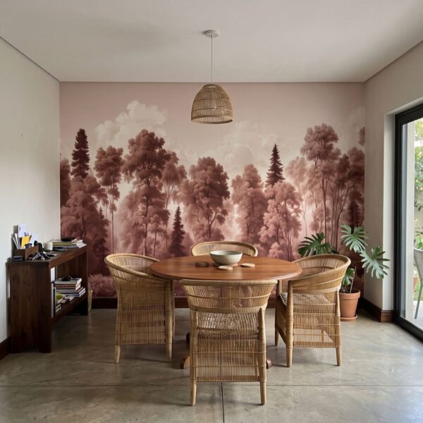 Vintage Forest Oxblood shown in a dining room