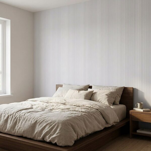 Soft Grey Pinstripe shown in a living room