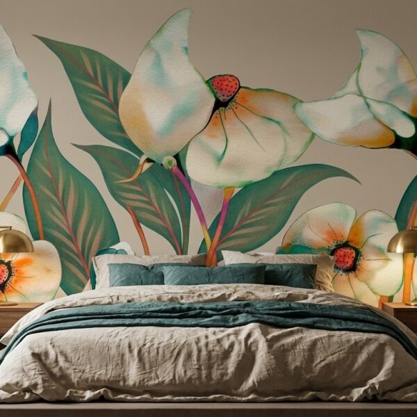 Watercolour Anemone Blooms shown in a living room
