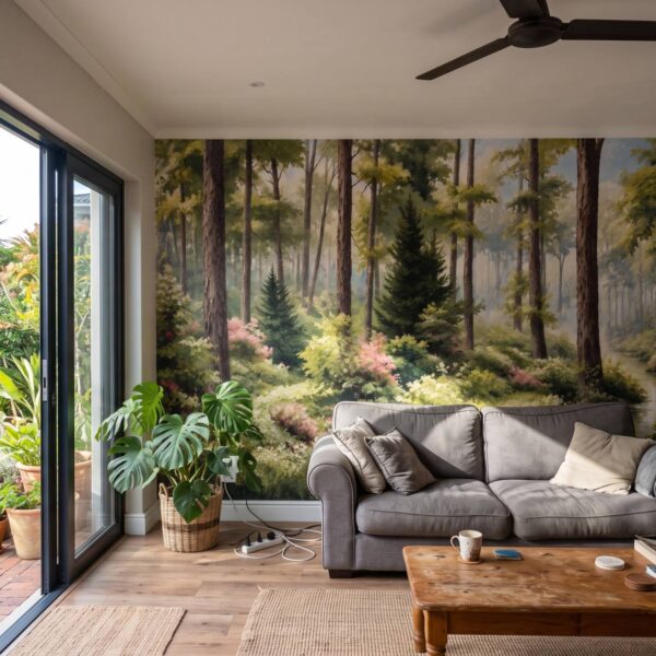 Sunlit Forest Stream shown in a living room