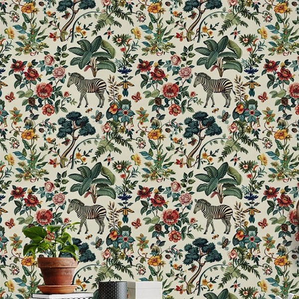 Bees & Zeb Wallpaper wallpaper close-up on a wall