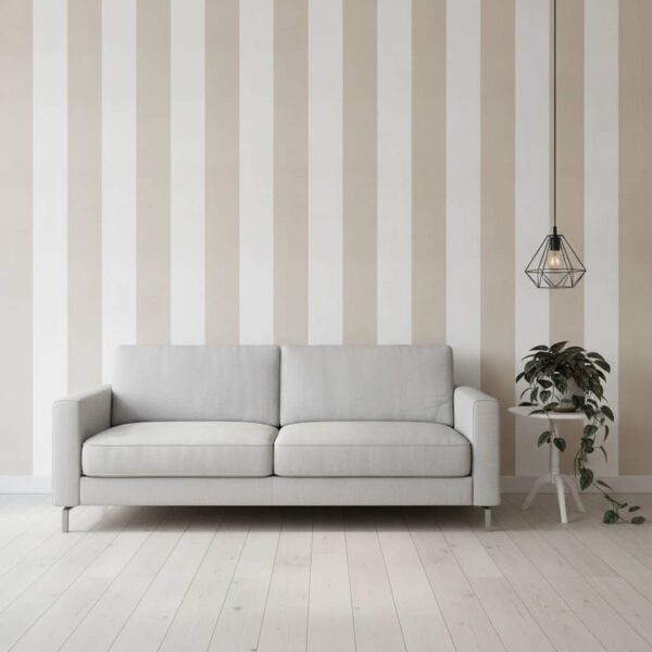 Beige Stripes Linen Look - Canadian-made Stripes wallpaper from Wallpaper Online Canada