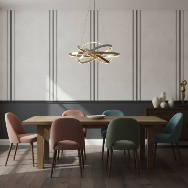 Black Stripes White Linen wallpaper in a Statement Dining Room room