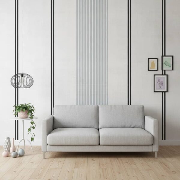 Blue Black Linen Stripes - Canadian-made Stripes wallpaper from Wallpaper Online Canada