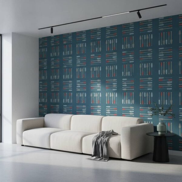 Cedar Strokes wallpaper in a Modern Minimalist room