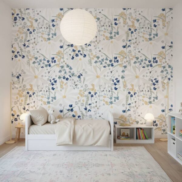 Daisies in Watercolor wallpaper in a Children's Room room