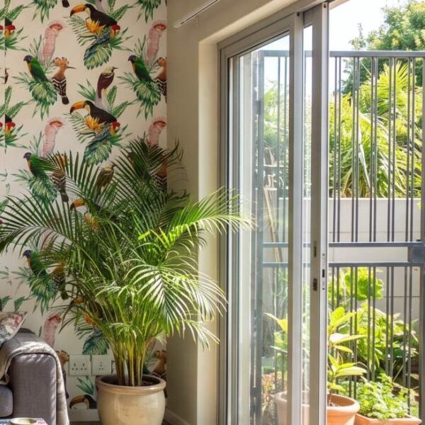 Fab Fowls Wallpaper wallpaper close-up on a wall