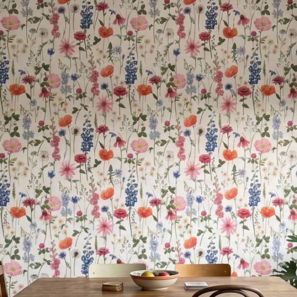 Flora on White Wallpaper
