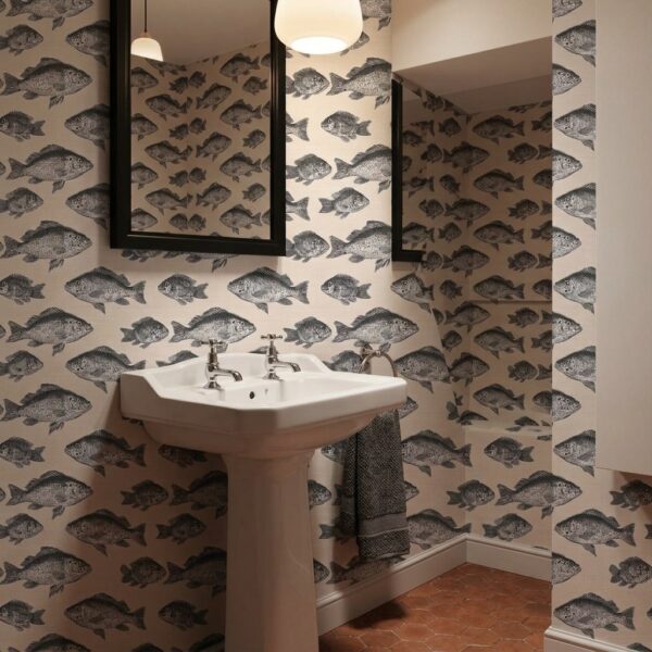 Charcoal Fish Shoal shown in a living room