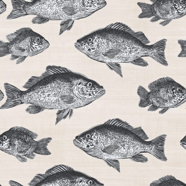 Charcoal Fish Shoal, fish shoal in charcoal, white and blush wallpaper - Wallpaper Online Canada