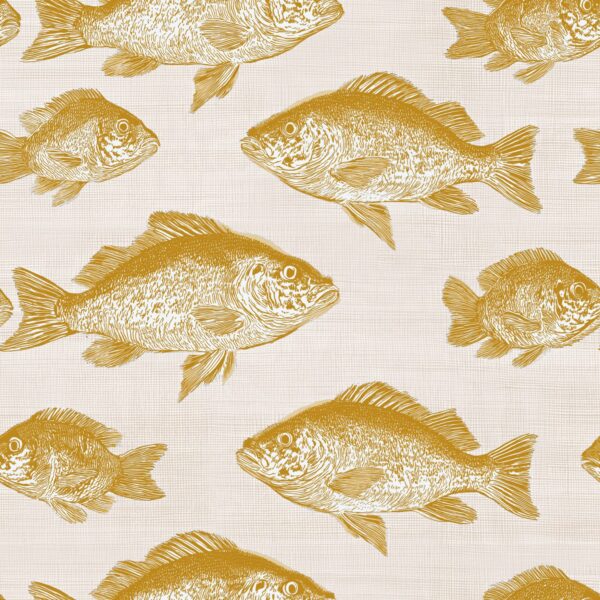 Golden Fish Shoal, shoal of fish in mustard and gold wallpaper - Wallpaper Online Canada