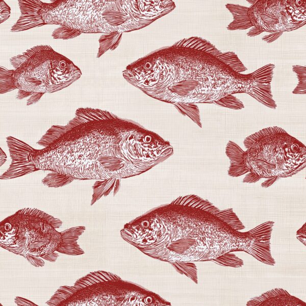 Red Fish Shoal, fish in red and cream wallpaper - Wallpaper Online Canada