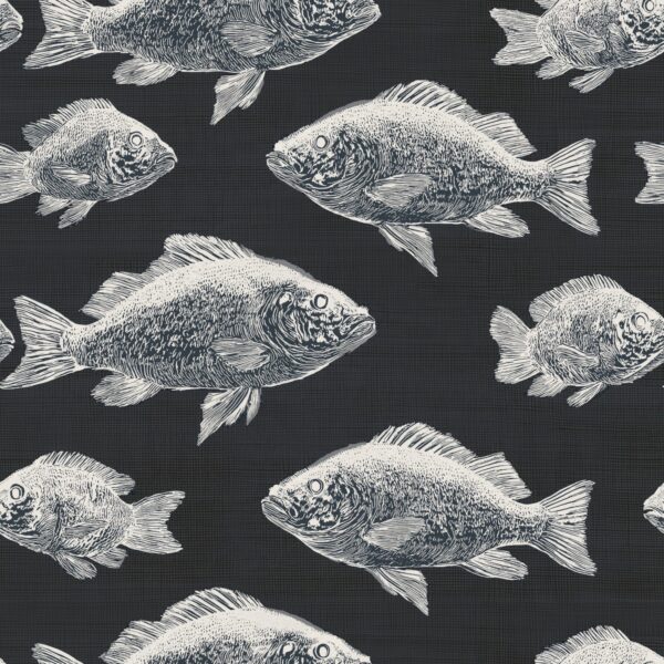 Monochrome Fish Shoal, fish shoal in charcoal and white wallpaper - Wallpaper Online Canada