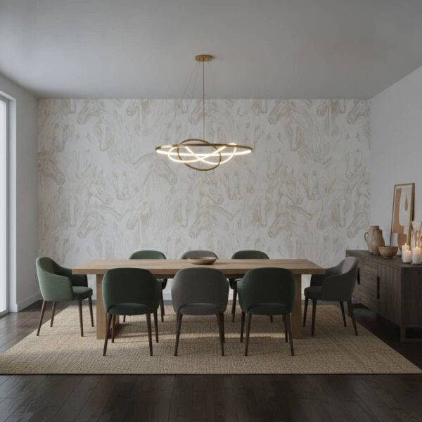Horse Sketch Beige wallpaper in a Statement Dining Room room