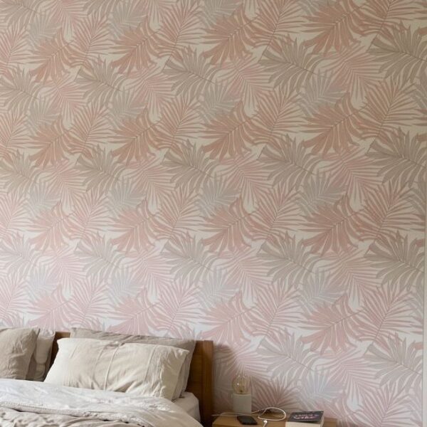 Luxurious tropical leaf Wallpaper wallpaper close-up on a wall