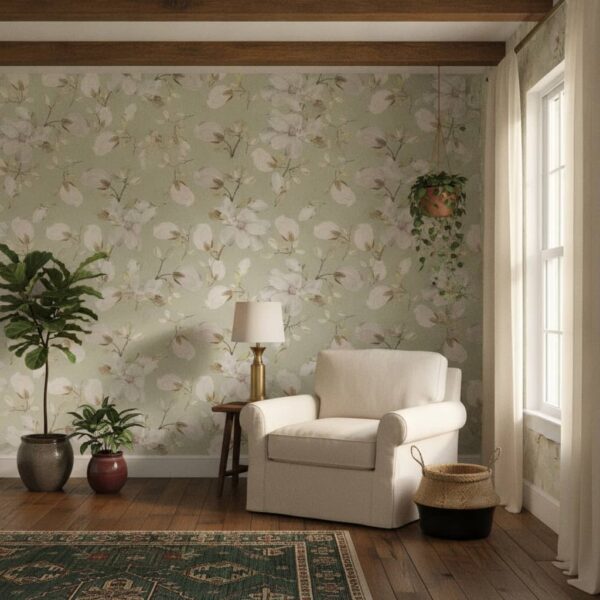 Magnolia Flowers on Sage