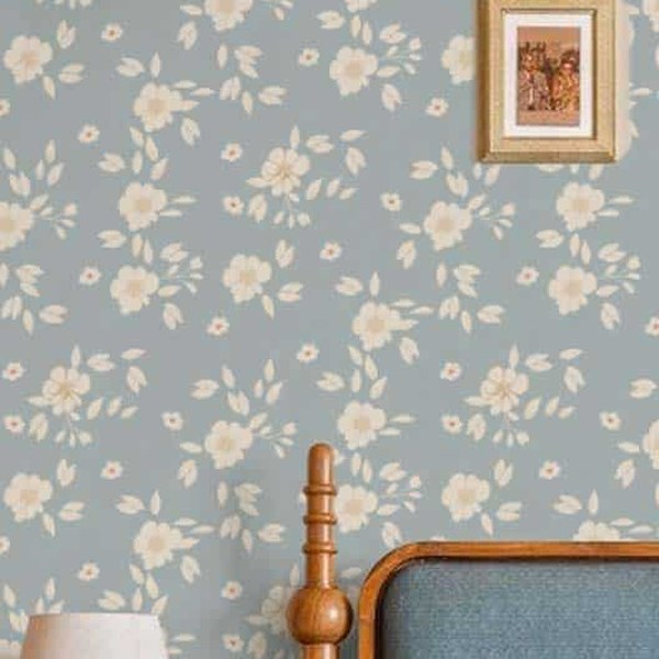 Powder Blue Heritage Micro-Floral - Subtle & Elegant