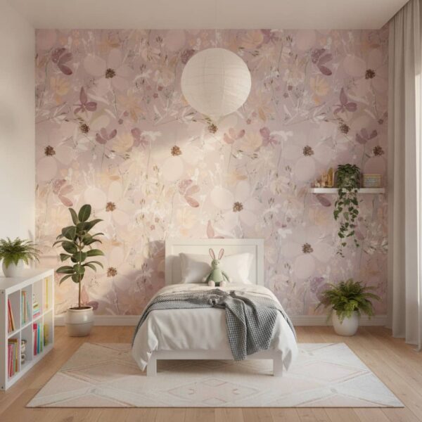 Purple Daisy Flowers wallpaper in a Children's Room room