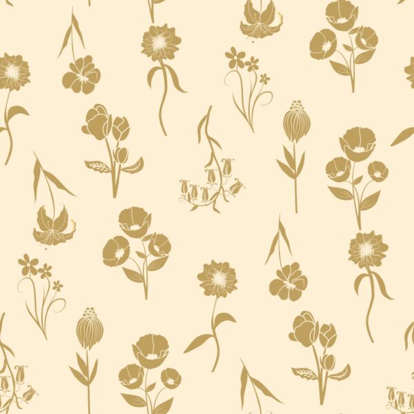 Simple Boho Florals - Gold Tone on Butter Yellow