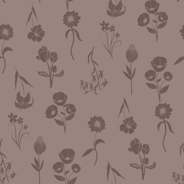 Simple Boho Florals - Tone on Tone Brownish Grey