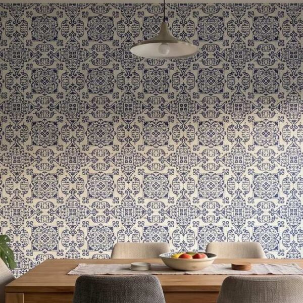 Raízes Tile Wallpaper wallpaper close-up on a wall