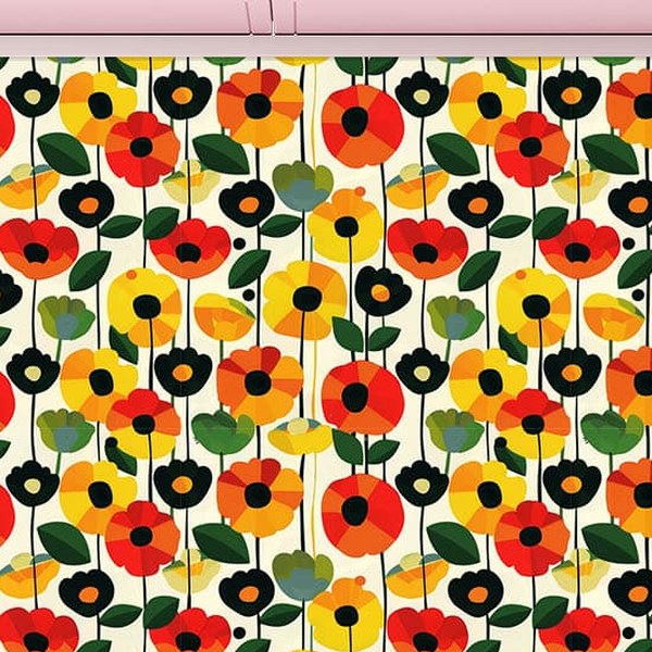 Retro Pops Flower Wallpaper wallpaper close-up on a wall