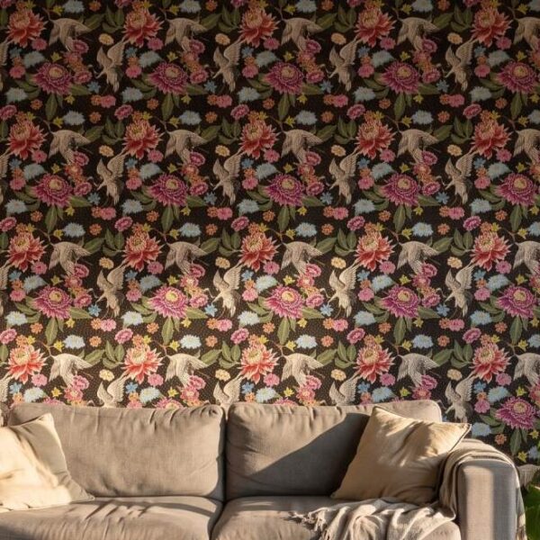 Stork Blossoms Wallpaper wallpaper close-up on a wall