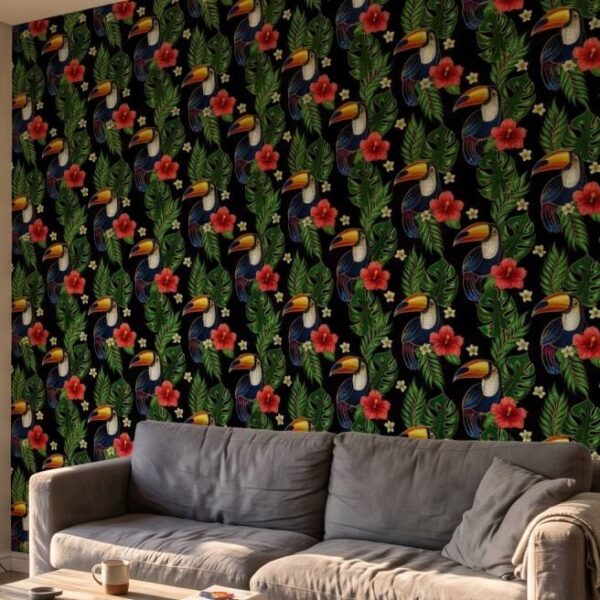 Toucan Can Wallpaper wallpaper close-up on a wall