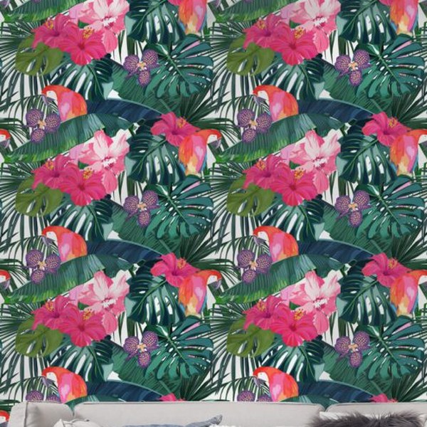 Tropical Keet Wallpaper wallpaper close-up on a wall