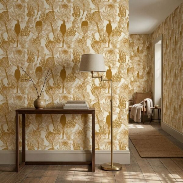 Protea Line Art shown in a living room